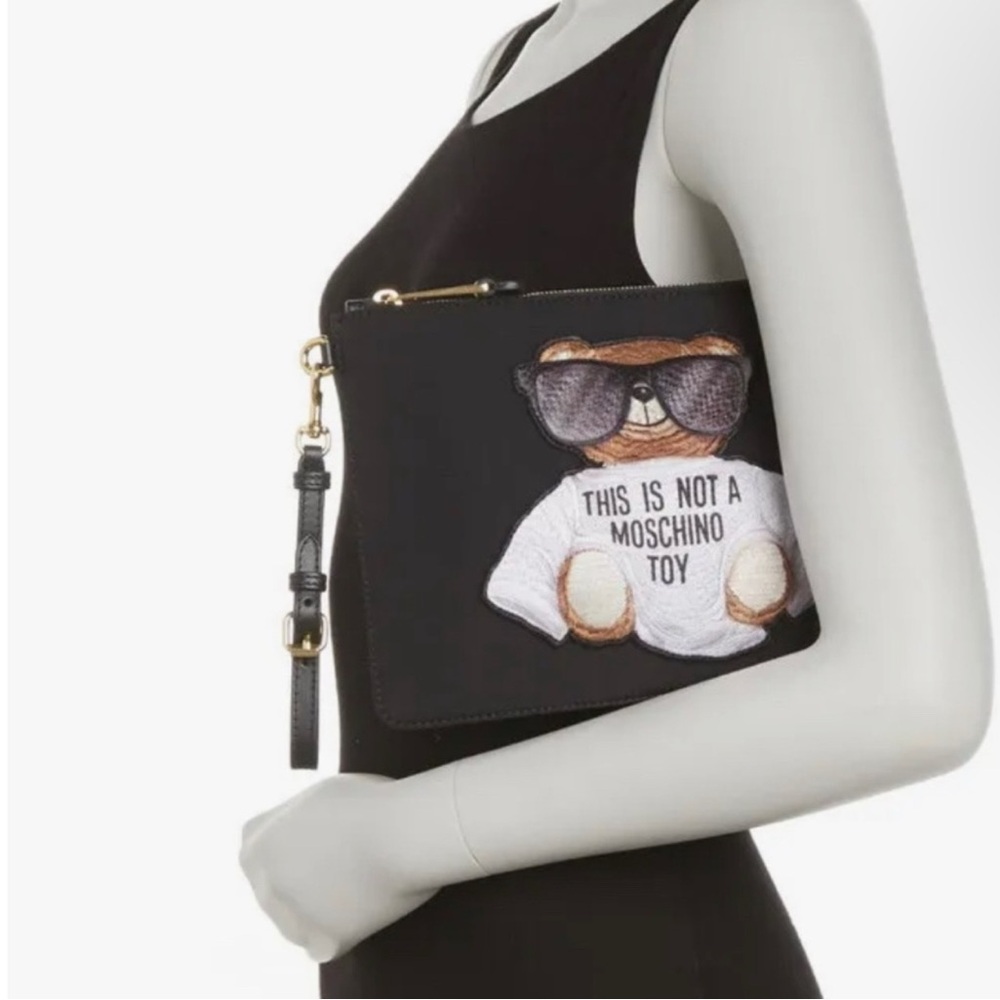 Moschino Black and White Teddy Bear Clutch